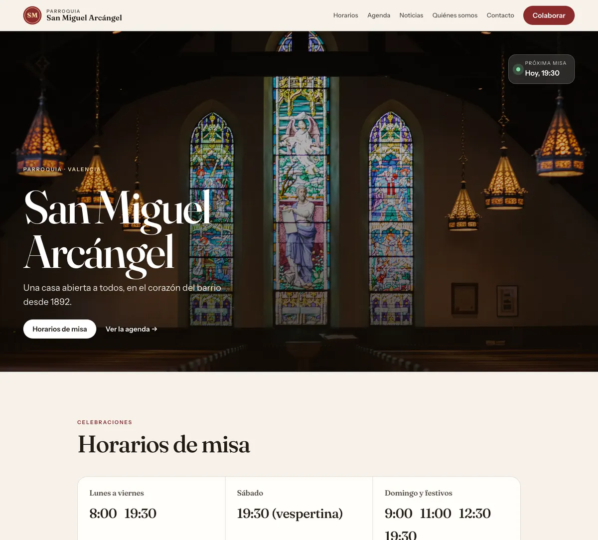 Una web parroquial rehecha con Ágape Studio